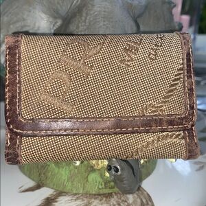 PRADA Brown Canvas Key & Card Holder with Dark Brown Leather Trim